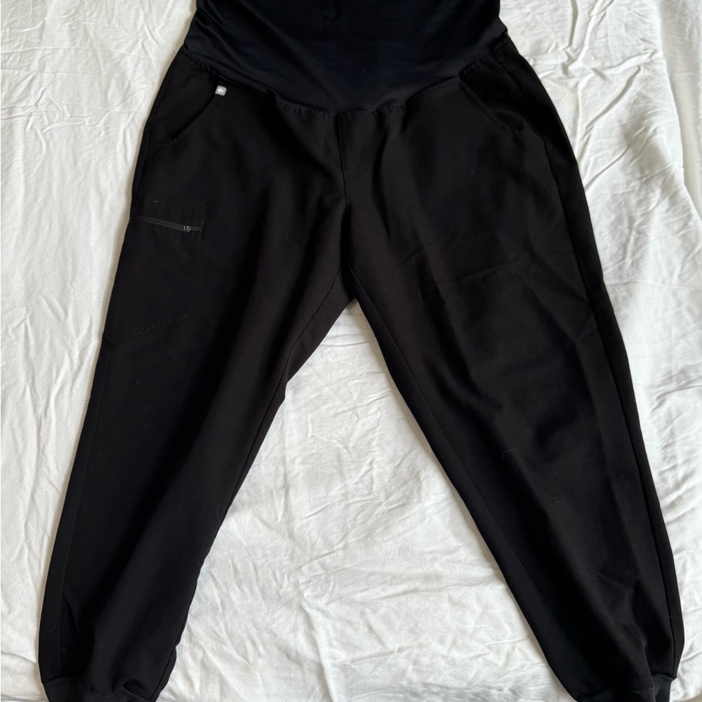 Figs Maternity Zamora Jogger Black Scrub Pants XL petite
